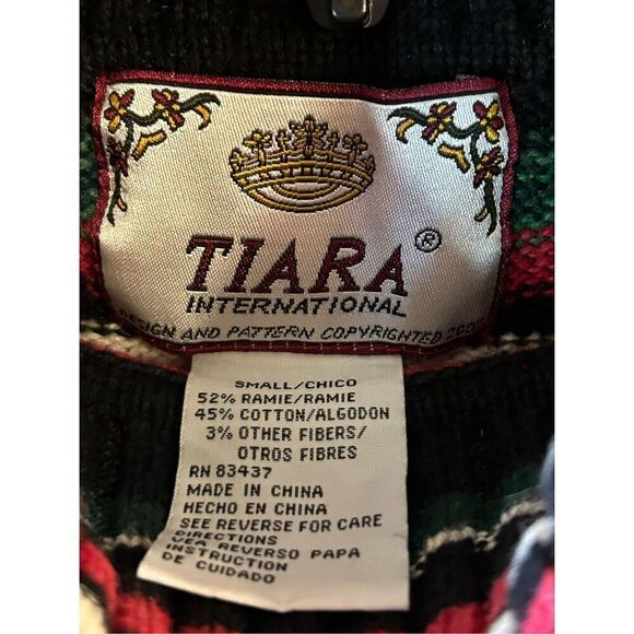 Vintage Tiara International Small Rainbow Striped Knit Turtleneck Sweater USA (4 - Picture 3 of 5